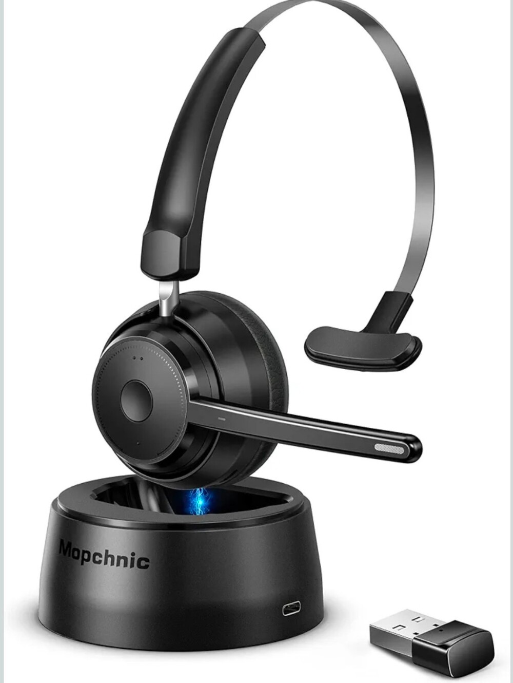 Mopchnic Bluetooth Headset, Wireless Headset with Upgraded Microphone